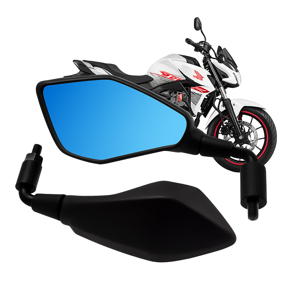 Par de Retrovisor Z400 Haste Curta 90° Rebaixada Lente Azul Convexa Honda