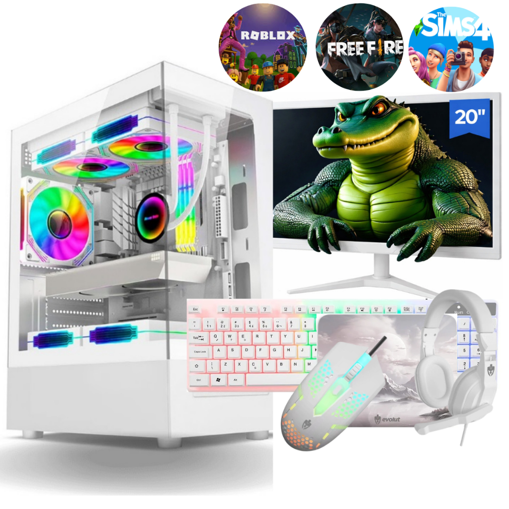 Computador Completo I5 Memoria Ram 16GB Monitor, Mouse, Teclado, Fone de ouvido - Branco