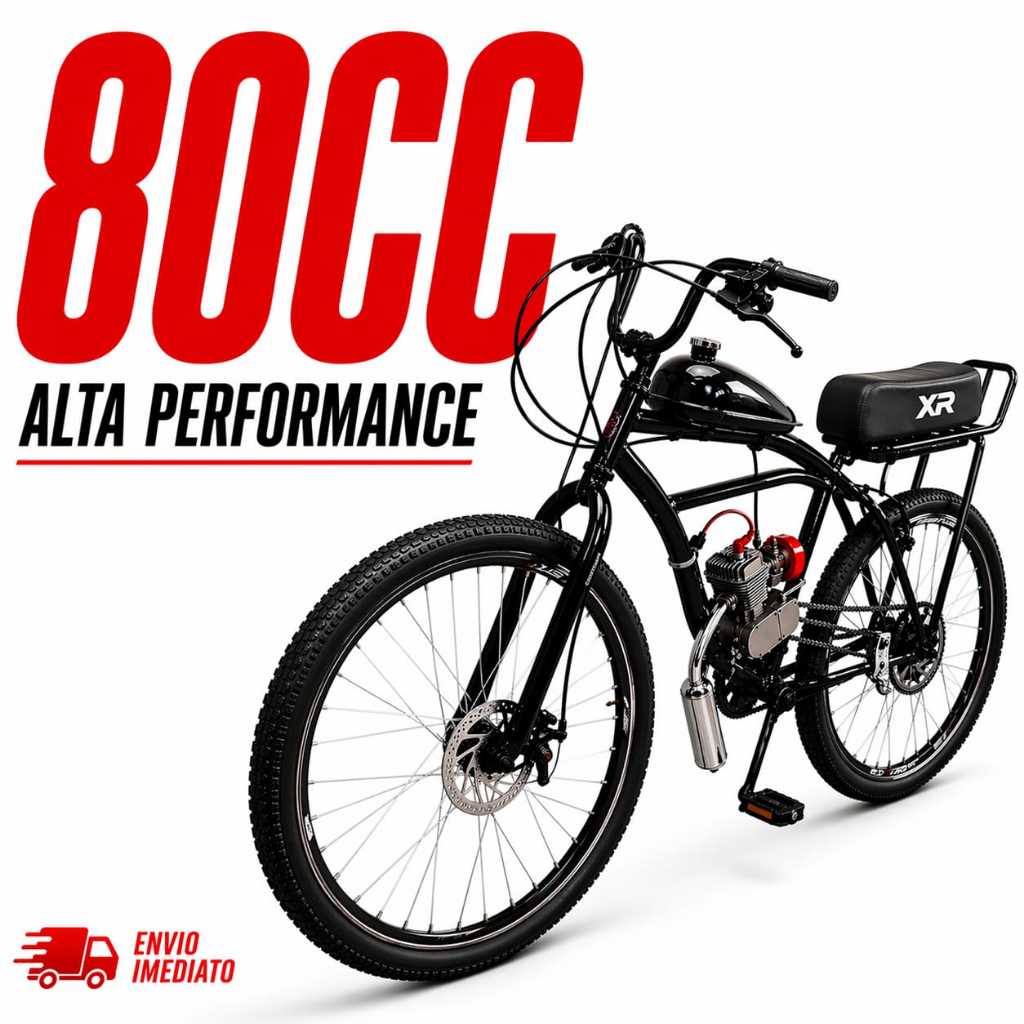 Bicicleta Motorizada 80CC KIT COMPLETO  Spitfire FREIO A DISCO BANCO XR ou SELIM (SEMI MONTADA)