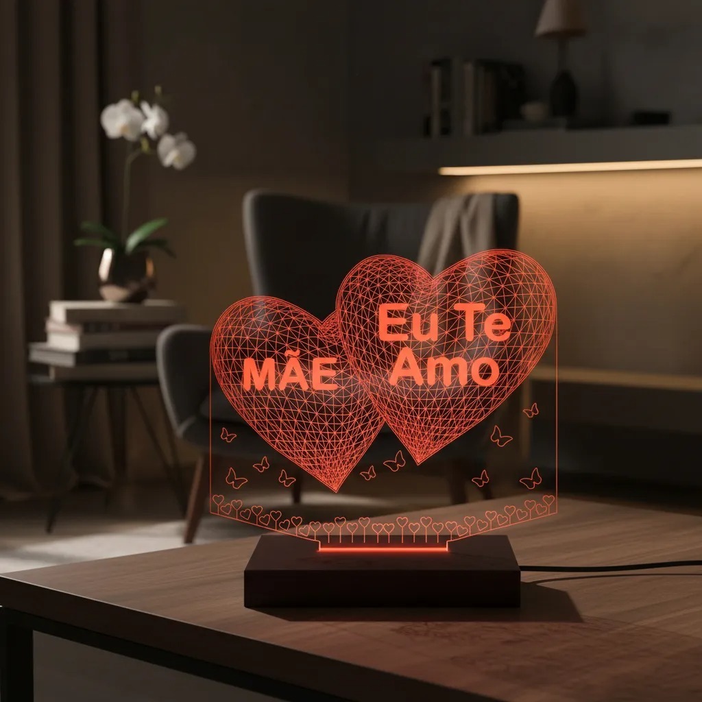 Luminária Led 3D Dia das Mães Presente Criativo Abajur 7 Presente Criativo Decoração