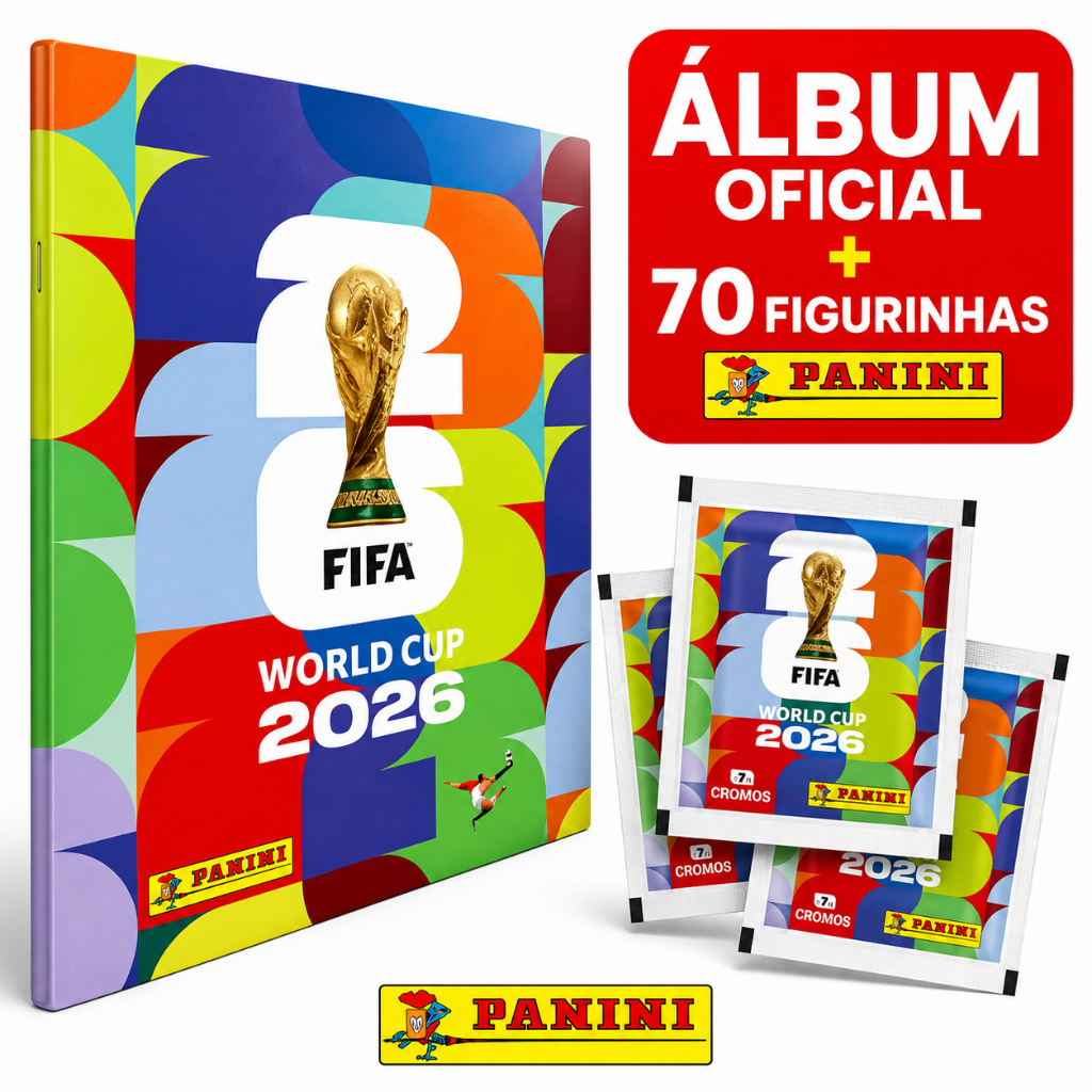 Álbum Copa do Mundo 2026  Brochura + 70  Figurinhas ( 10 Envelope ) Oficial Panini