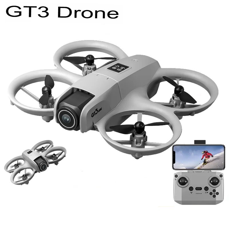 Mini Drone GT3 8K, com Câmera HD Aérea Óptico, Evita Obstáculos 1 Bateria