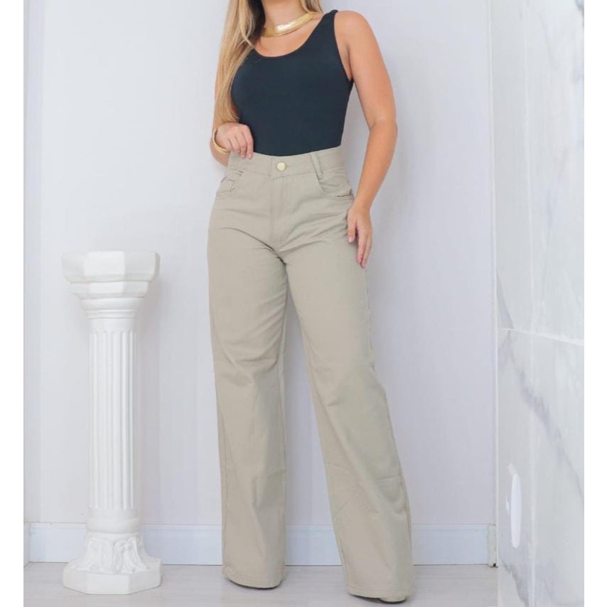 Calça Jeans Feminina Wide Leg  pantalona