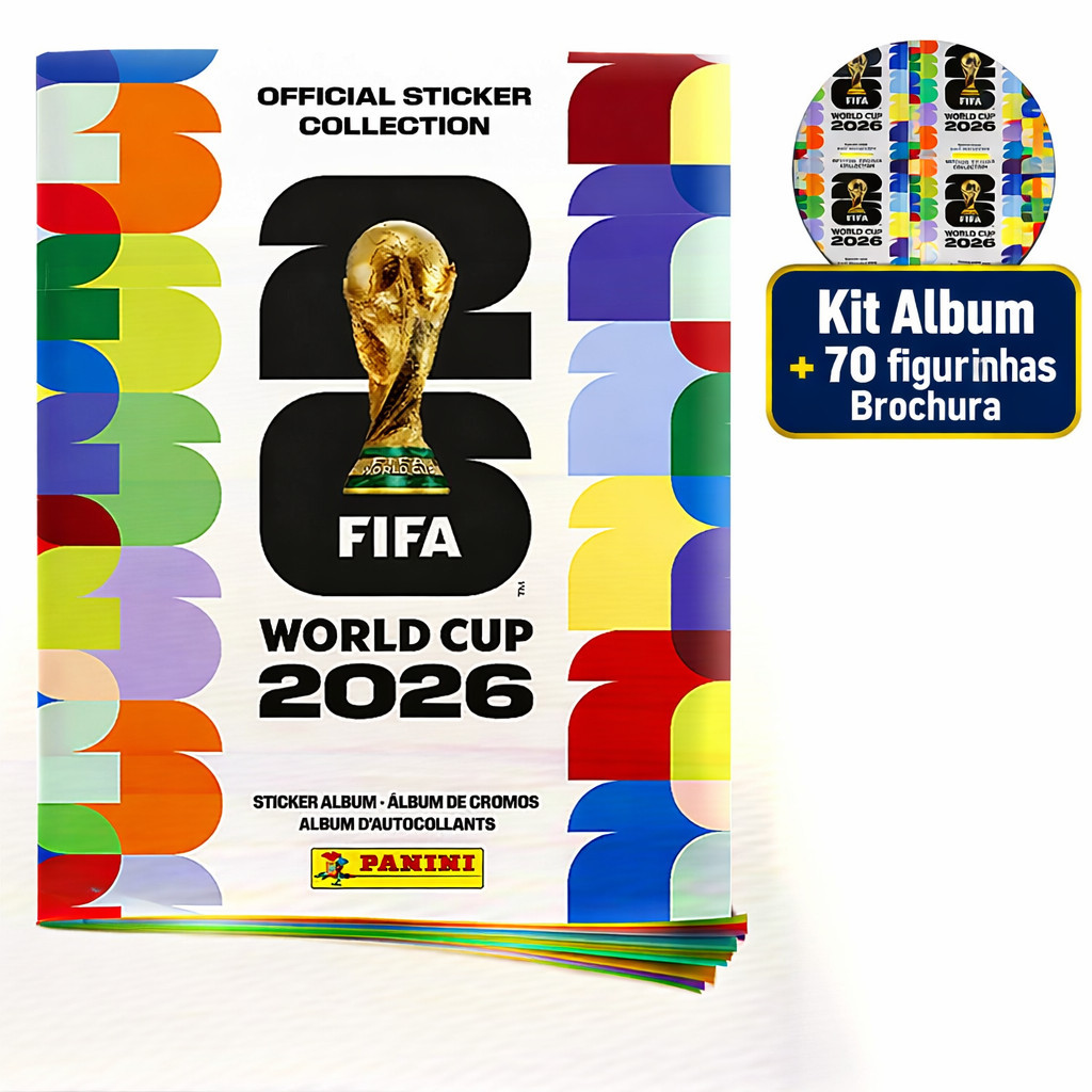 Kit Album Oficial + 70 Figurinhas Copa Do Mundo 2026 - Livro Album Capa Dura / Brochura
