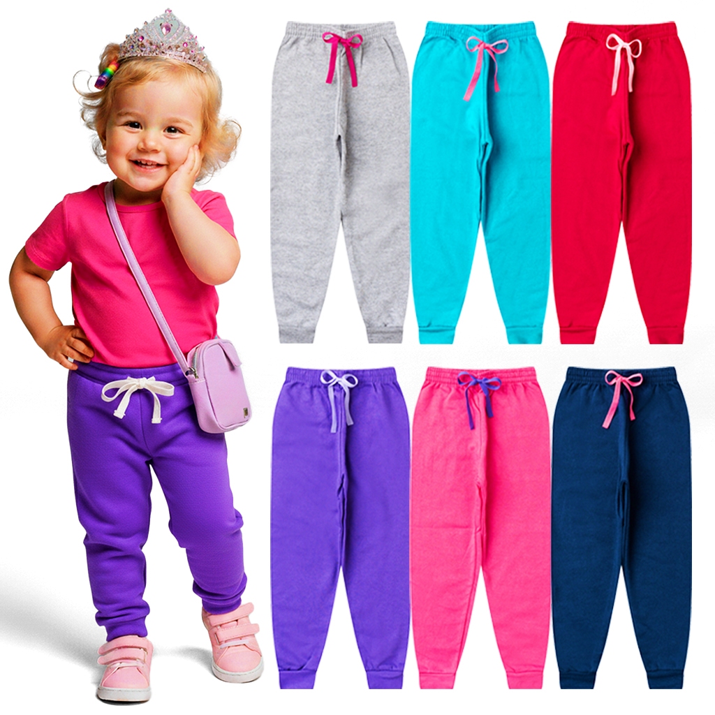 Kit de 2, 4 ou 5 Calças Menina Moletom Peluciado Inverno Roupa Infantil