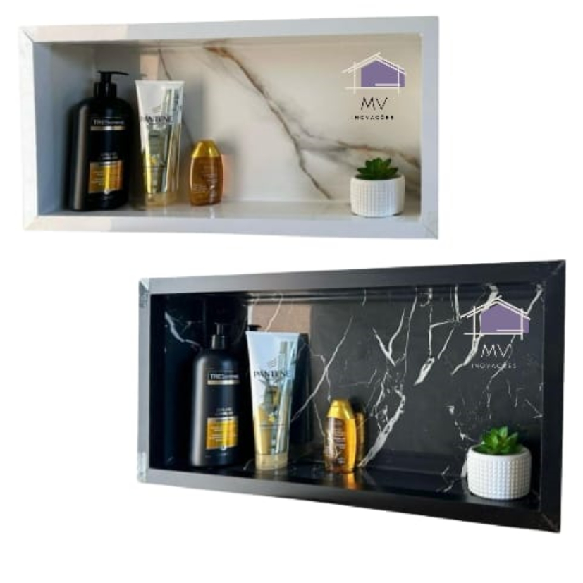 NICHO  DE  PORCELANATO PARA BANHEIRO 60X30 CM DE EMBUTIR NA PAREDE PORTA SHAMPOO