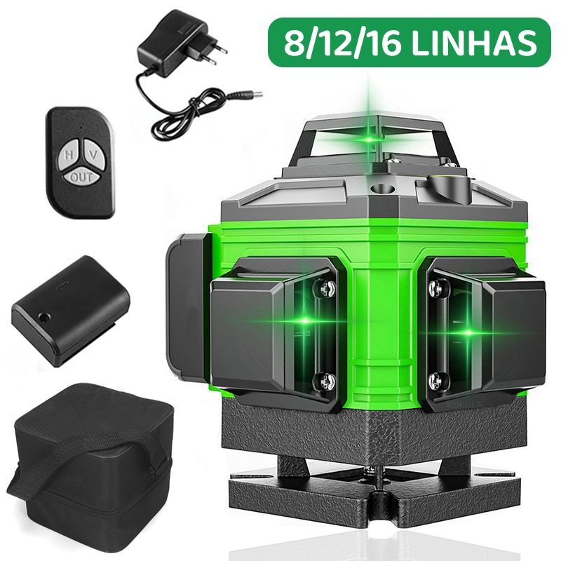 Laser Verde Nível 8/12/16 Linhas 360 ° Nivelador Recarregável Autonivelante