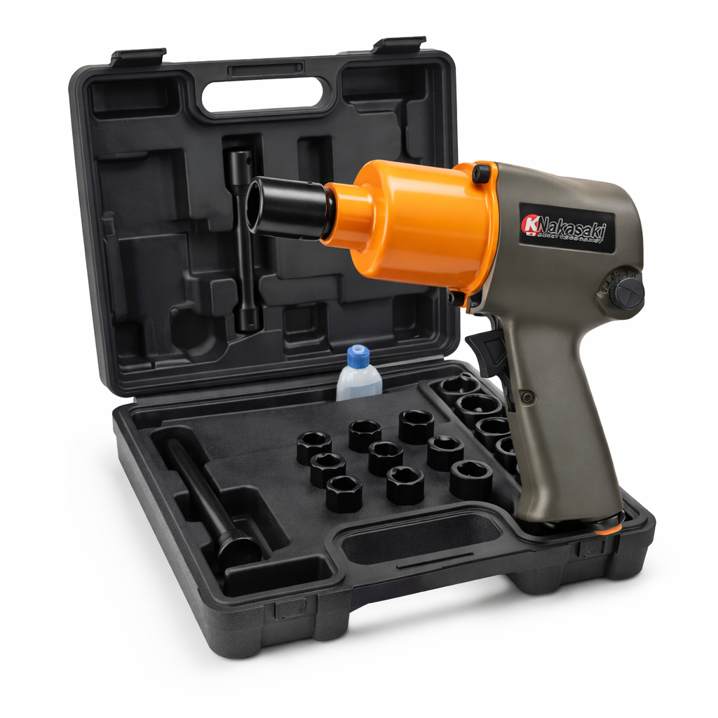 Chave de Impacto Pneumática 1/2" Nakasaki Kit Completo 14 Peças