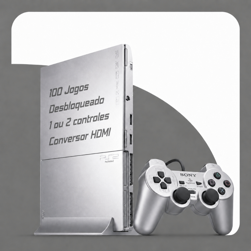 Playstation 2 Slim Prata e Preto Desbloqueado com jogos Ps2 Sony
