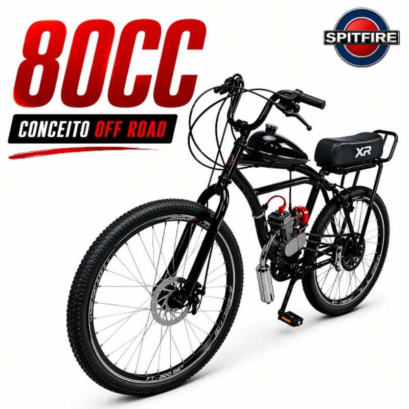 Bicicleta Motorizada Spitfire 80CC ARO 29 MODELO CAICARA KIT BANCO XR COMPLETA (SEMI MONTADA)