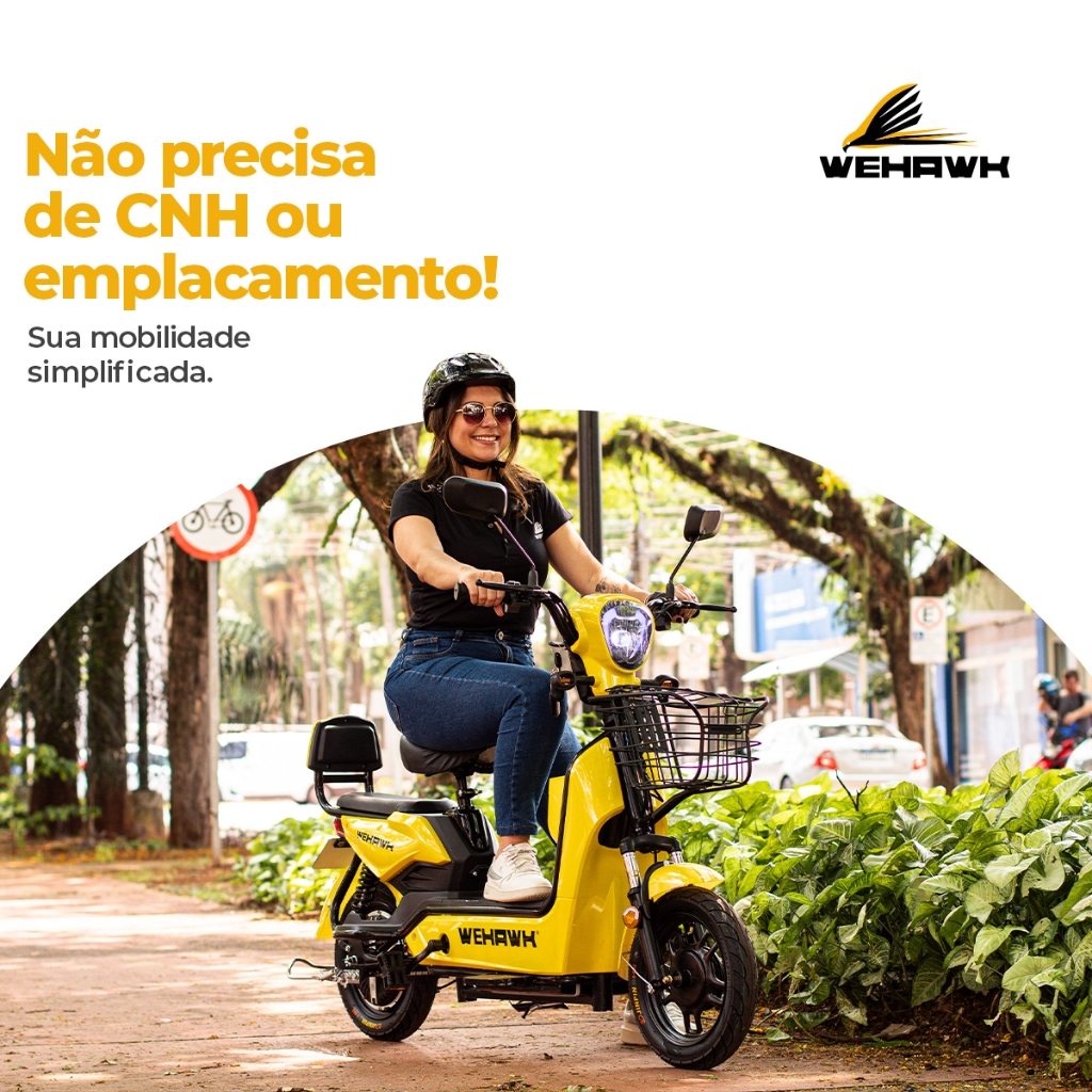 Bicicleta Elétrica 500W Scooter 32km/h Sem Carteira WeHawk Basket Bike Autopropelido