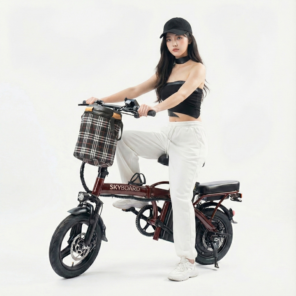🔥 SKYBOARD Bicicleta Elétrica Dobrável Bivolt 48V15Ah autonomia 35-40km farol LED suporte de celular KDD5001