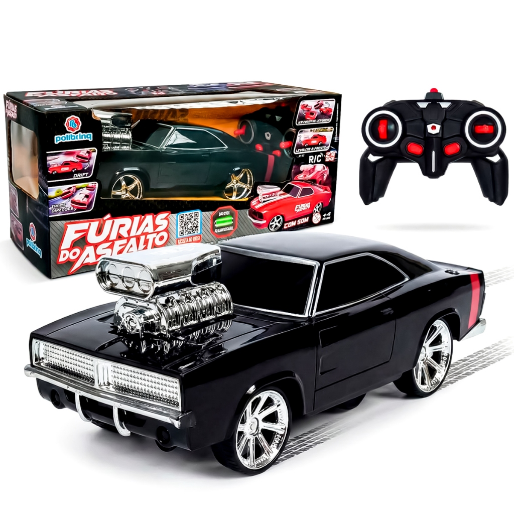 Carrinho Controle Remoto Furias Do Asfalto Drift Som Recarregavel Infantil Menino Polibrinq