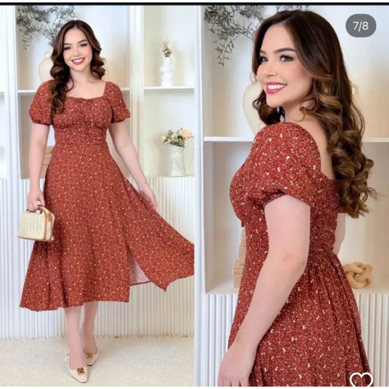 Vestido Longo Camponesa Floral - Alças Ajustáveis, Amarração No Busto