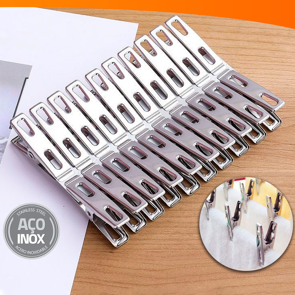 Kit 10 a 50 Grampos Prendedores De Roupa 100% Aço Inox Super Resistentes