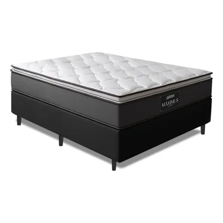 Gazin Cama Box Maximus Casal 138cm X 188cm Cinza E Preto Cinza/preto
