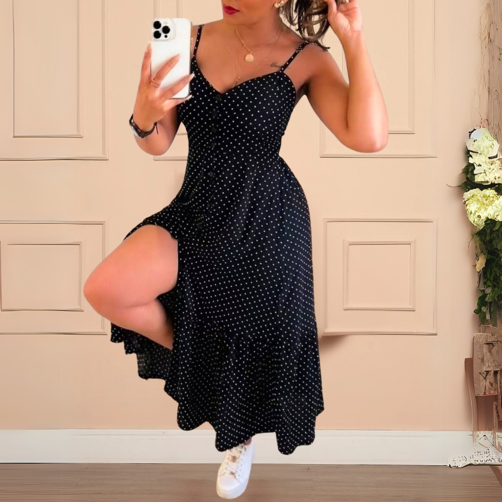 Vestido  MIDI  no crepinho Cor Preto Elegante Com Regulador Com Bojo e Forro Modelo Botão Frontal