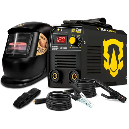 Máquina Inversora Solda Portatil Mma Eletrodo C/ Máscara Preto 220v