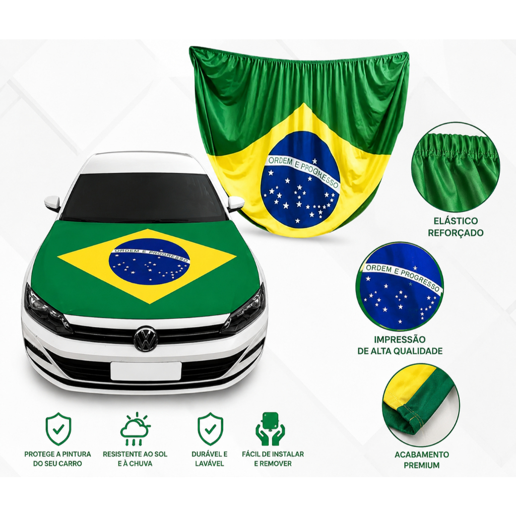 Bandeira Brasil Capô Veículo 150x100cm Poliéster Malha