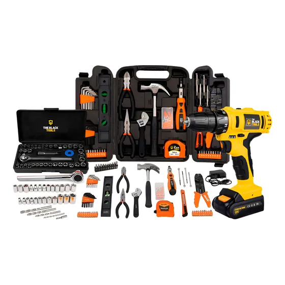 Parafusadeira Furadeira 12v + Kit Jogo Ferramentas 169 Peças