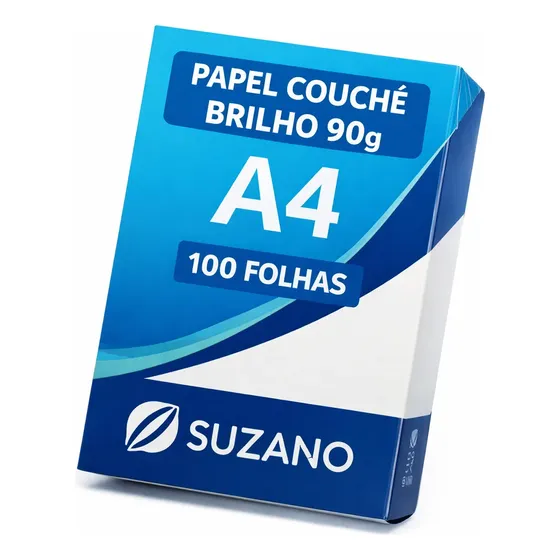 Papel Couche Brilho 90g A4 100 Folhas Suzano Queima Estoque