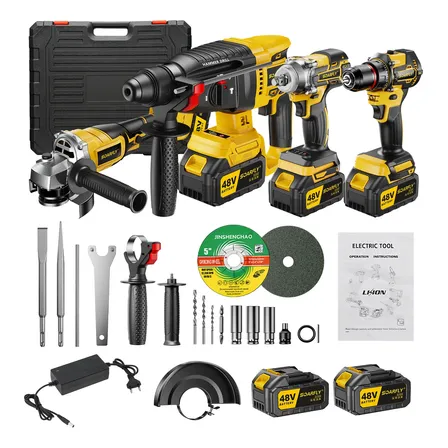 Kit 4 Em 1 Ferramentas Elétricas Profissional Com Baterias