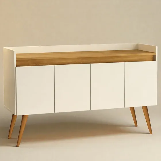 Buffet Luxo Decorativo 4 Portas Para Sala Moderna Prateleira