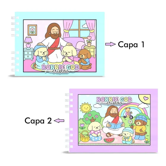 Livro De Colorir Cristão Estilo Bobbie Goods Capa Dura Holográfica 50 Páginas Grossas Com Acetato De Brinde