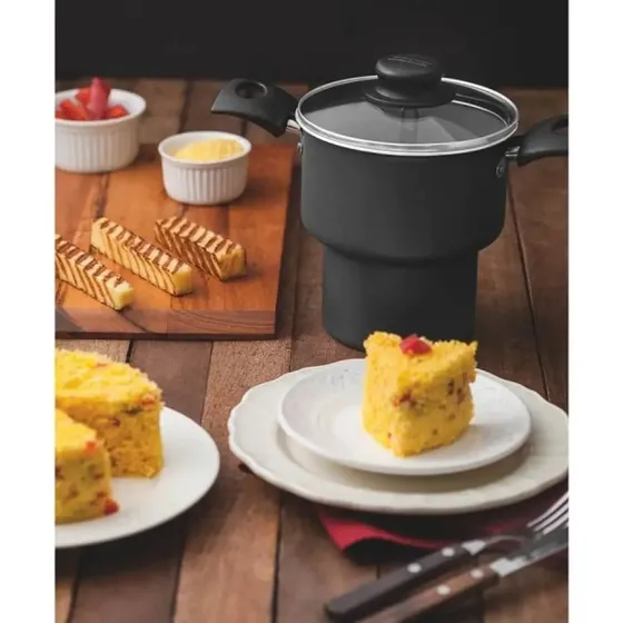 Cuscuzeira Turim 14cm 1,9L Antiaderente - Tramontina Cor Chumbo