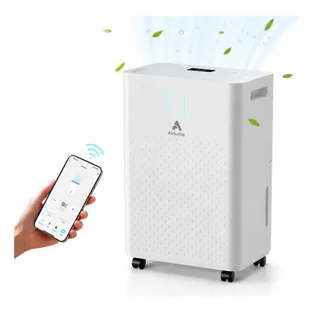 Desumidificador Compressor 8L/Dia, Silencioso, Antimofo, Área Até 120m², Controle Wi-Fi, Drenagem Contínua, Timer 24h, Display Digital, Filtro Removível, Para Quartos e Salas, Airluma