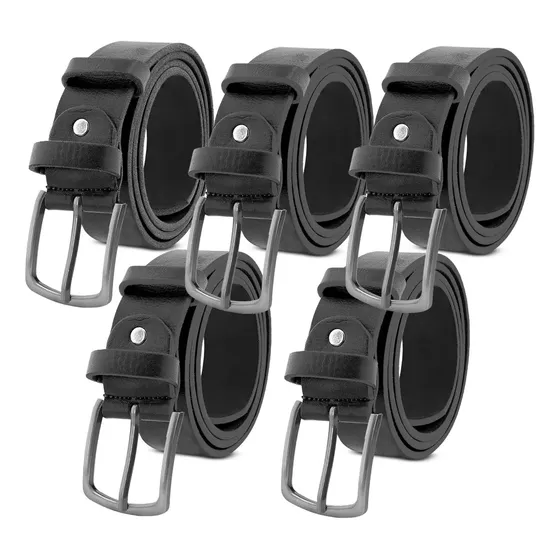 Kit 5 Cinto Masculino Couro Social Preto Queima De Estoque