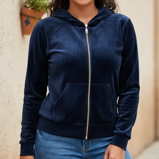 Jaqueta Casaco Moletom Veludo Quente Plush Bolso Touca Frio