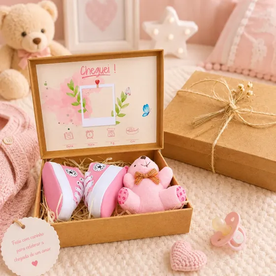 Kit Presente Mundo Rosa Visita A Maternidade Chá De Bebê