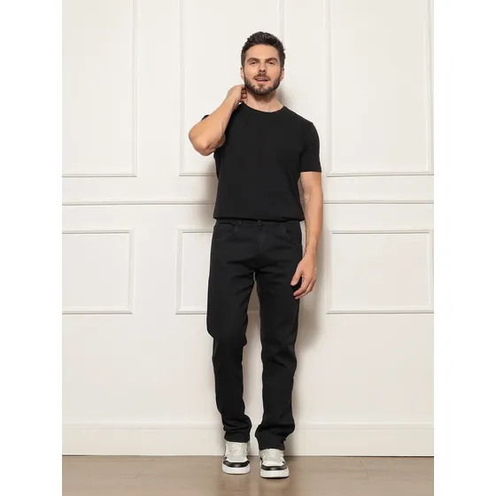 Calça Jeans Masculina Preta Tradicional Do 36 Ao 54 Trabalho