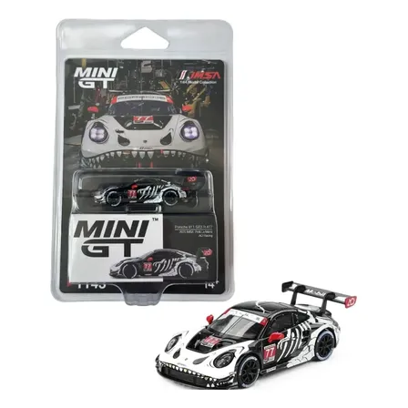 Mini Gt #1143 Porsche 911 Gt3 R 77 Rexy Skeleton Imsa Petit Preto