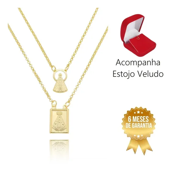 Escapulário Nossa Senhora Aparecida Banhado A Ouro 18k