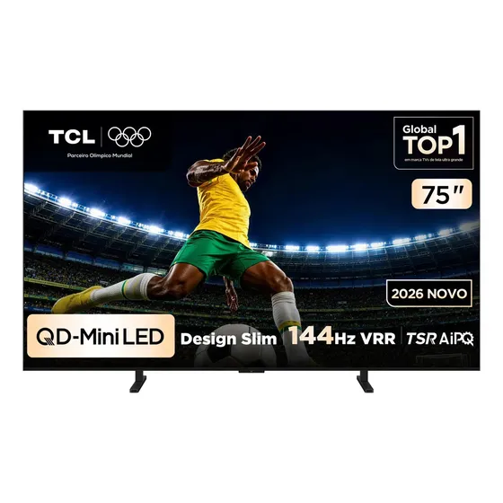 Smart TV TCL 75 Polegadas QLED Mini LED 4K A400M WiFi Bluetooth Google TV HDR10+ 144 Hz VRR 75A400M