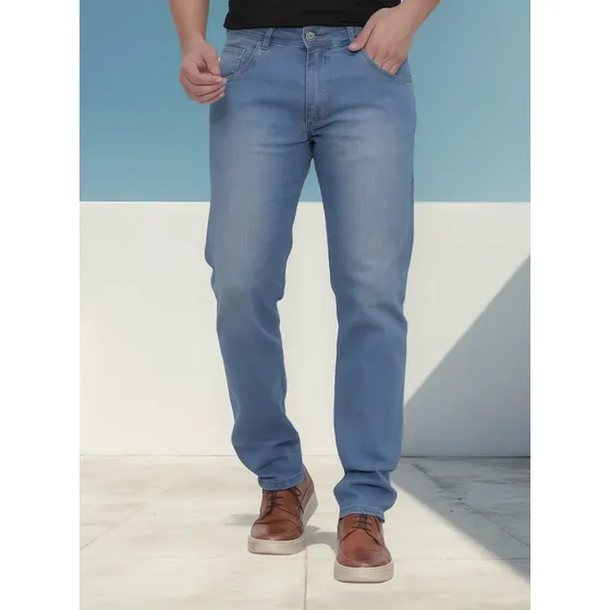 Calça Jeans Tradicional Reta Moda Casual  Versátil Trabalho