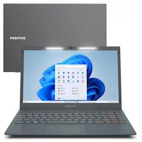 Notebook Positivo Vision C14 de 14.1" HD, Intel Pentium N5030, 4GB RAM e 128GB SSD, Windows 11 - Cinza