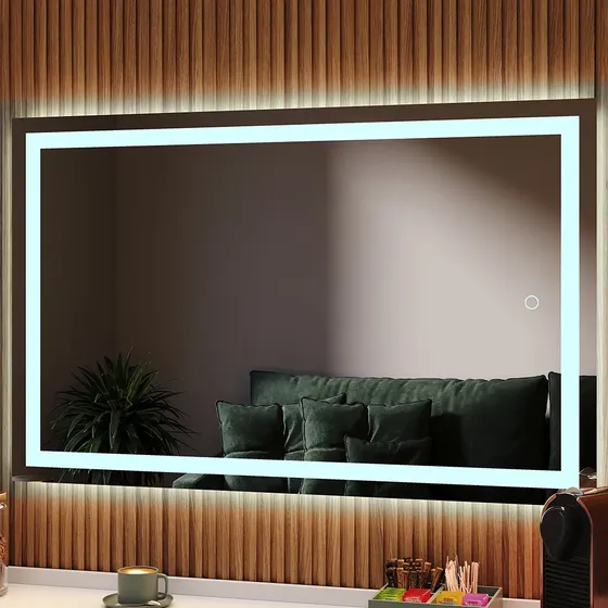 Espelho Retangular 70x50 Led Multicolor Parede Decorativo