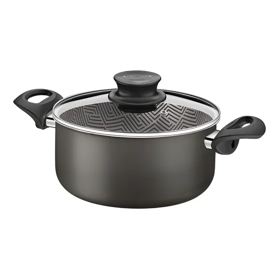 Caçarola Tramontina Paris Em Alumínio Tampa Vidro 28 Cm 8 L Cor Chumbo