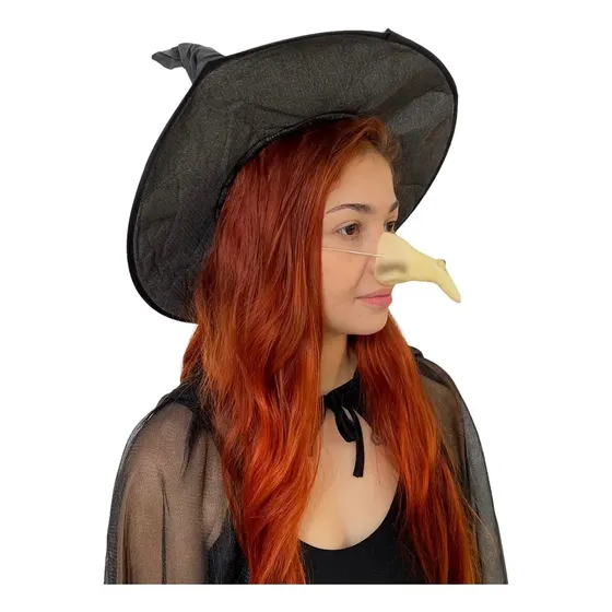 Nariz De Bruxa Para Fantasia Halloween - Queima De Estoque Bege Liso