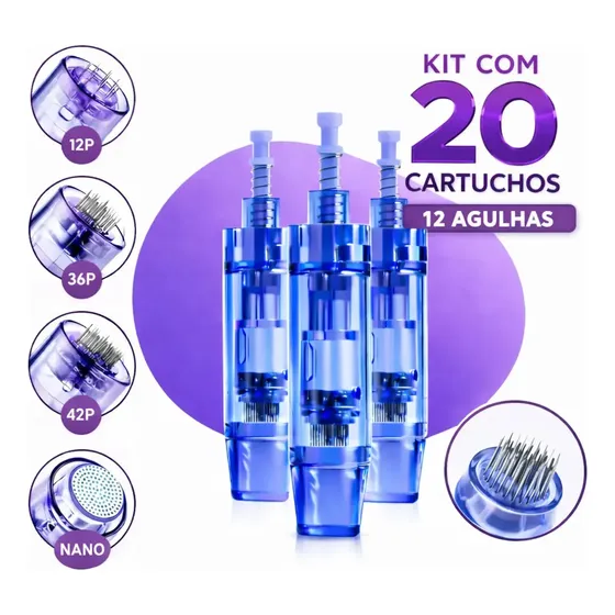 Kit 20 Cartuchos Dermapen 12 Agulhas Nano 12 24 36 42 BMED