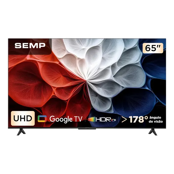 Smart TV Semp 65 Polegadas LED HVA 4K S62 WiFi Bluetooth Google TV 3 HDMI HDR10+ Dolby Audio 65S62
