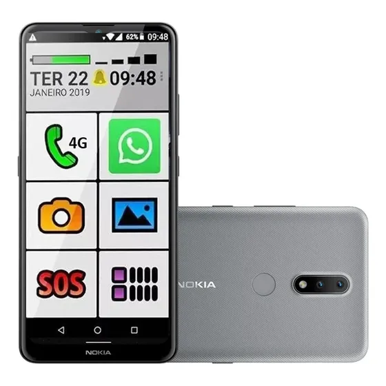 Smartphone Idoso Nokia 2.4  Tela 6.5'' 64gb 3gb Ram Cinza