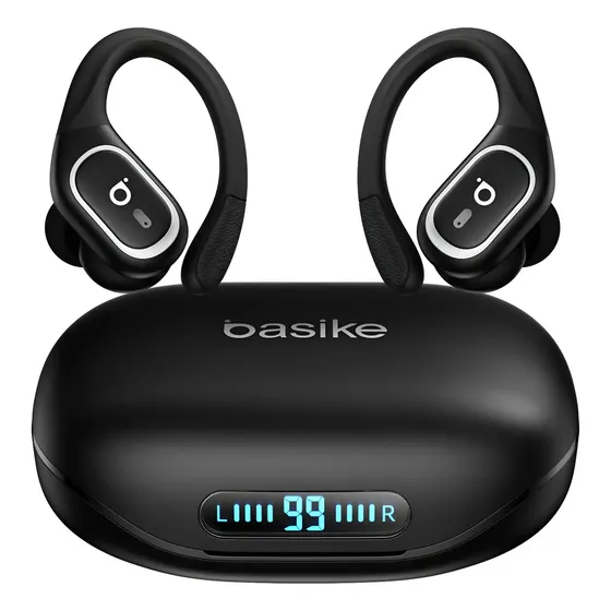 Basike Fone De Ouvido Bluetooth 6.0 Esportivo Sem Fio Gancho Intra-auricular,estéreo,Com display Led, Tws, Ipx5, Enc, Suporta Chamadas De Voz, Compatível Android E Ios, Cor Preto