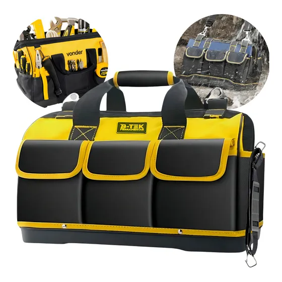 Bolsa Ferramentas Grande Reforçada Eletricista Mochila Lona Cor Amarelo