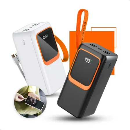 Power Bank Turbo Carregador Portátil 50.000mah Turbo 22.5w Premium Universal Rápida Carga Para Celular iPhone Xiaomi Motorola LG Smartwatch Tablet Display Digital Viagens Festa Ios Nixzen Preto