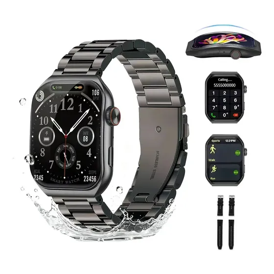 Jiditech Smartwatch Relógio Inteligente MS12 Tela Curva 2.01" HD, Chamadas Bluetooth Resistente À Água IP67 Monitoramento de Saúde, Carregamento Magnética Multiesportivo, Ideal para Homens e Mulheres