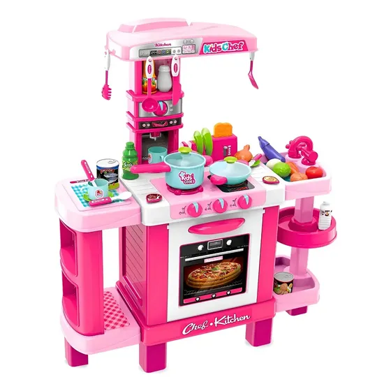 Kit Cozinha Infantil Completa Interativa Com Som E Luz Rosa-chiclete